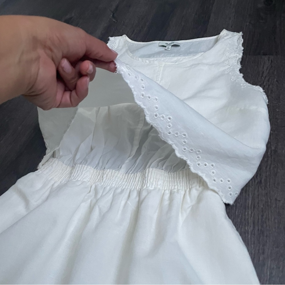 Madewell Ivory Cream Eyelet Sleeveless Mini Open Back Overlay Dress.(2) - Picture 8 of 11